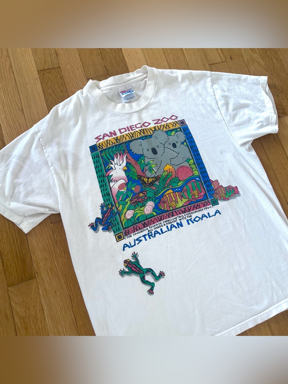 Vintage 90s San Diego Zoo Shirt Australian Koala Hanes Beefy L Made In USA